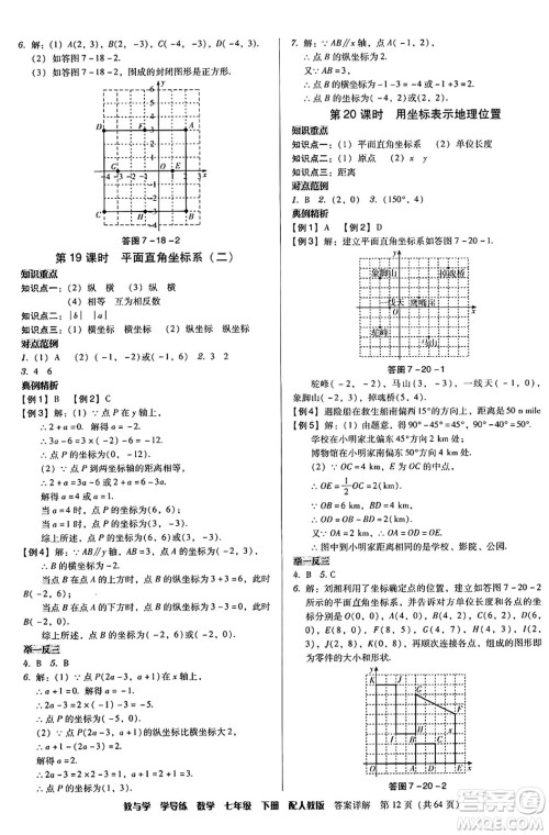 安徽人民出版社2024年春教与学学导练七年级数学下册人教版答案 安徽人民出版社2024年春教与学学导练七年级数学下册人教版答案