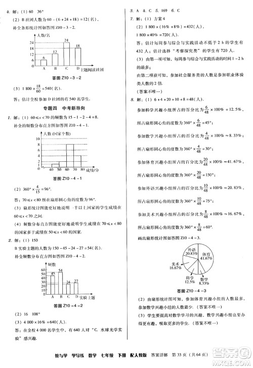 安徽人民出版社2024年春教与学学导练七年级数学下册人教版答案 安徽人民出版社2024年春教与学学导练七年级数学下册人教版答案