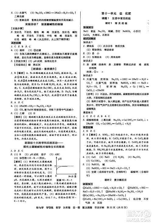 安徽人民出版社2024年春教与学学导练九年级化学下册人教版答案