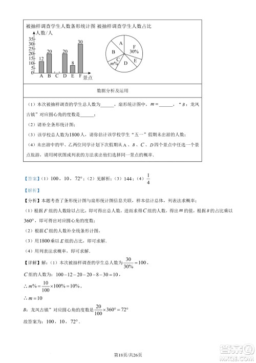 2024遂宁中考数学真题答案 2024遂宁中考数学真题答案