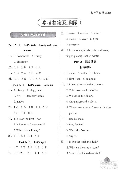 西安出版社2024年春黄冈随堂练四年级英语下册人教版答案 西安出版社2024年春黄冈随堂练四年级英语下册人教版答案