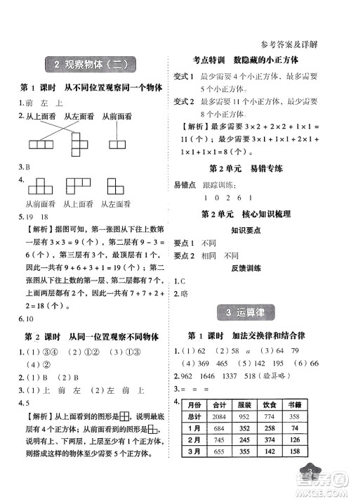 西安出版社2024年春黄冈随堂练四年级数学下册人教版答案