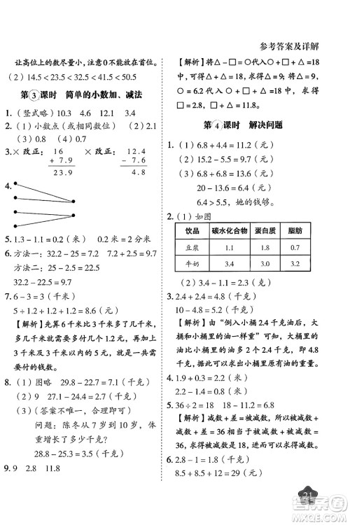 西安出版社2024年春黄冈随堂练三年级数学下册人教版答案