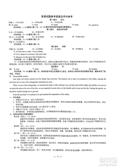 2024安徽中考英语真题答案 2024安徽中考英语真题答案