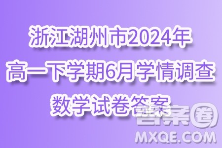 浙江湖州市2024年高一下学期6月学情调查数学试卷答案 浙江湖州市2024年高一下学期6月学情调查数学试卷答案