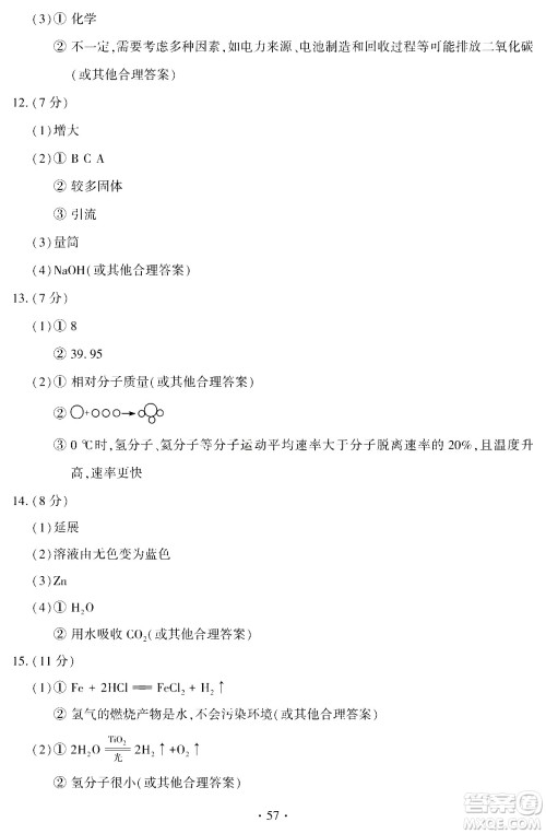 2024福建中考化学真题答案