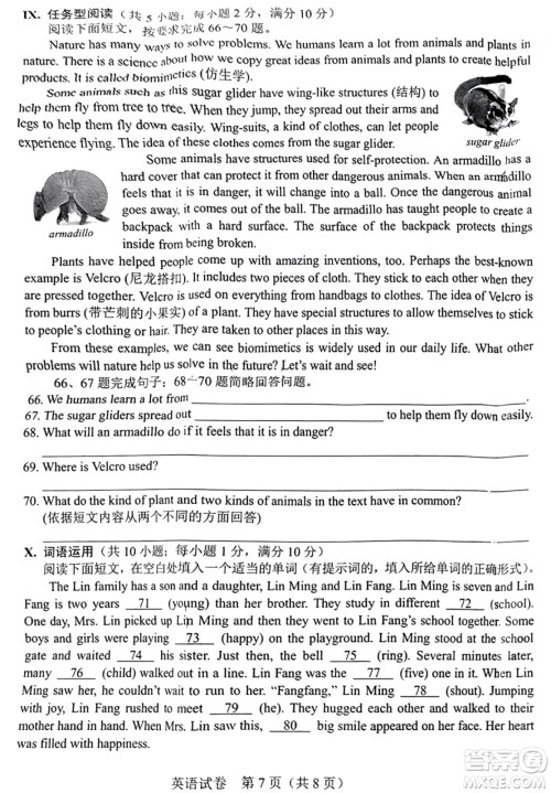 2024河北中考英语真题答案