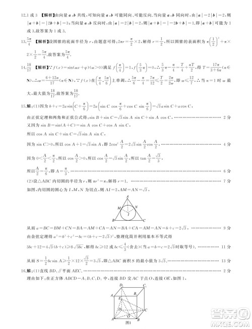 山东省2024年下学期高一年级六月期末大联考数学试题答案 山东省2024年下学期高一年级六月期末大联考数学试题答案
