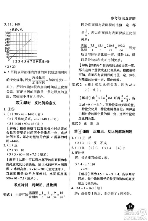 西安出版社2024年春黄冈随堂练六年级数学下册苏教版答案