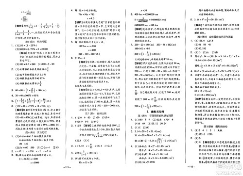 湖南少年儿童出版社2024年春智慧随堂练六年级数学下册人教版答案