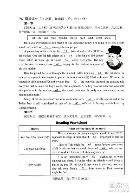 2024河南中考英语真题答案