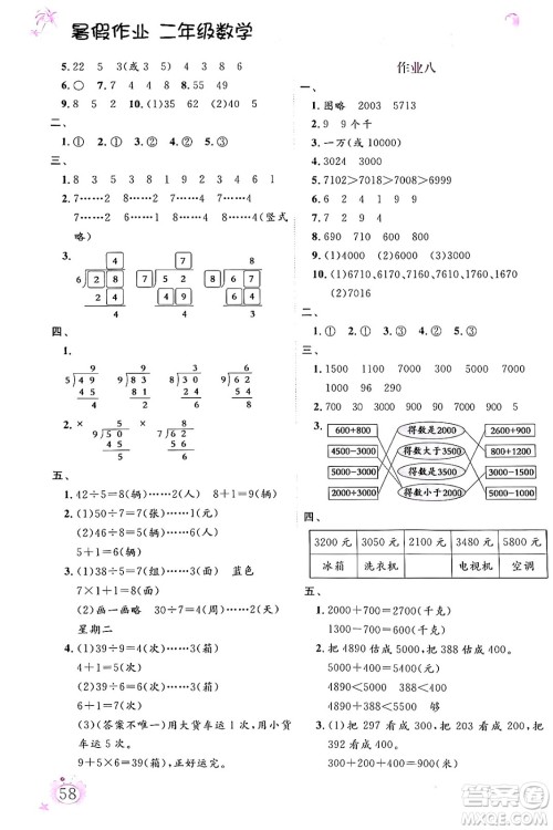 内蒙古大学出版社2024年春文轩假期生活指导暑假作业二年级数学课标版答案