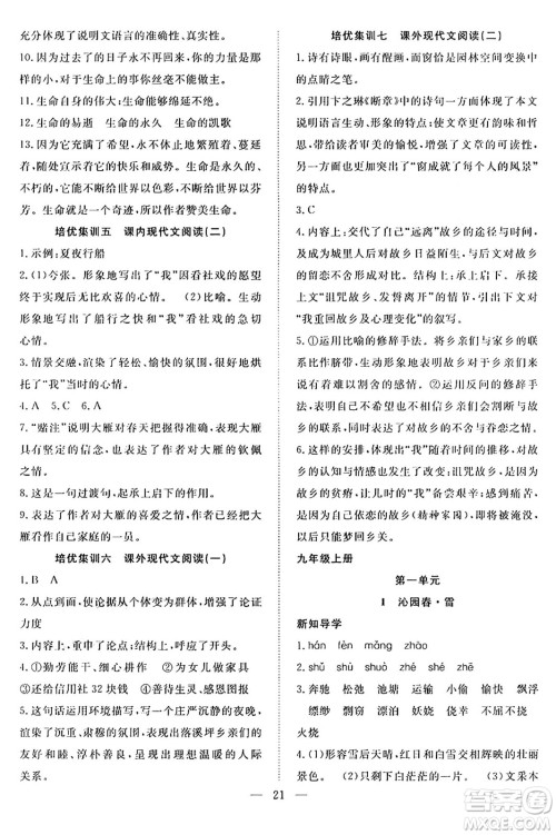 南方出版社2024年春新活力暑假总动员八年级语文全一册人教版答案