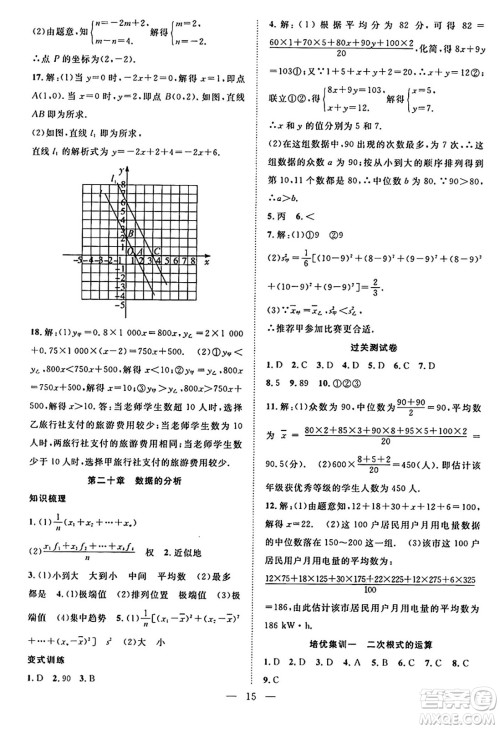 南方出版社2024年春新活力暑假总动员八年级数学全一册人教版答案