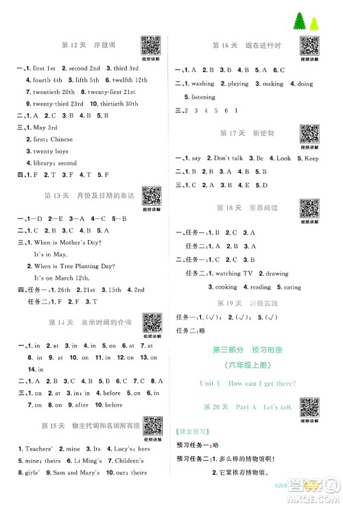 江苏教育出版社2024年春阳光同学暑假衔接5升6年级英语全一册人教PEP版答案 江苏教育出版社2024年春阳光同学暑假衔接5升6年级英语全一册人教PEP版答案