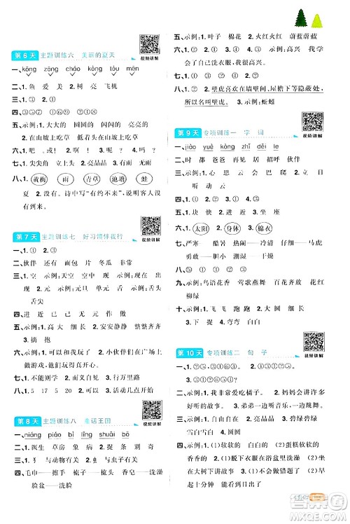 江苏教育出版社2024年春阳光同学暑假衔接1升2年级语文全一册青岛版答案 江苏教育出版社2024年春阳光同学暑假衔接1升2年级语文全一册青岛版答案