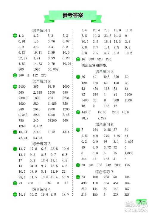 江苏人民出版社2024年春实验班提优训练暑假衔接四升五年级数学人教版答案