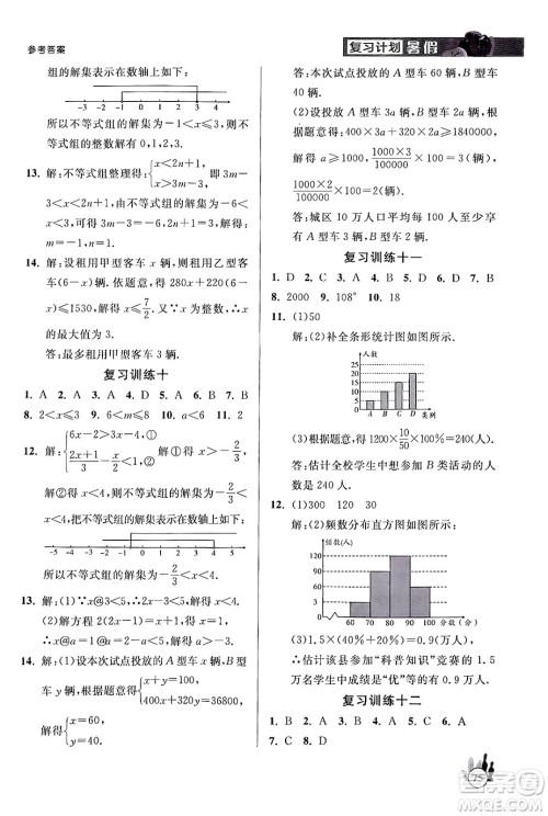 延边大学出版社2024年品至教育假期复习计划暑假七年级数学人教版答案