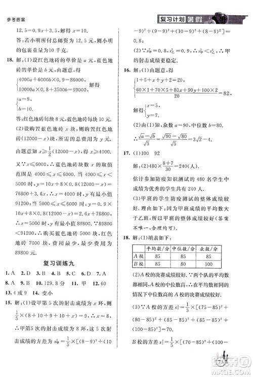 延边大学出版社2024年品至教育假期复习计划暑假八年级数学人教版答案