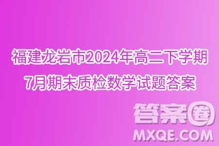 福建龙岩市2024年高二下学期7月期末质检数学试题答案