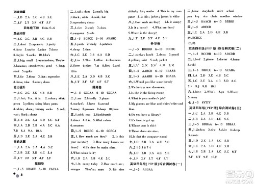 安徽大学出版社2024年春假期总动员暑假必刷题四年级英语人教PEP版答案 安徽大学出版社2024年春假期总动员暑假必刷题四年级英语人教PEP版答案
