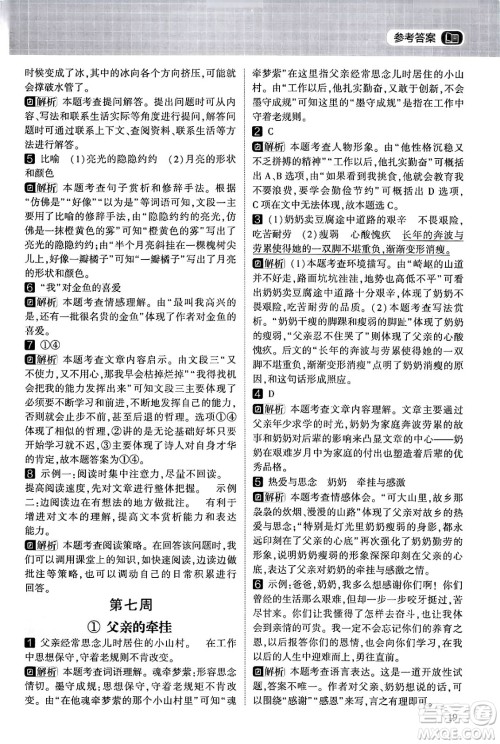 宁夏人民教育出版社2024年春经纶学霸学霸的暑假语文阅读集训四升五年级语文人教版答案
