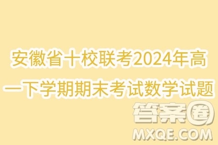 安徽省十校联考2024年高一下学期期末考试数学试题答案