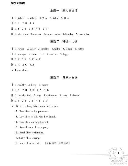 湖南师范大学出版社2024年暑假学习与生活假日知新六年级英语人教版答案