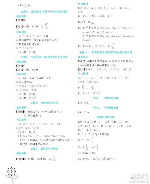 湖南师范大学出版社2024年暑假学习与生活假日知新高一年级数学通用版答案 湖南师范大学出版社2024年暑假学习与生活假日知新高一年级数学通用版答案