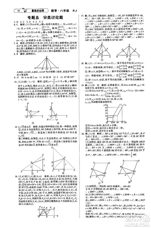 宁夏人民教育出版社2024年经纶学典暑假总动员八年级数学人教版答案