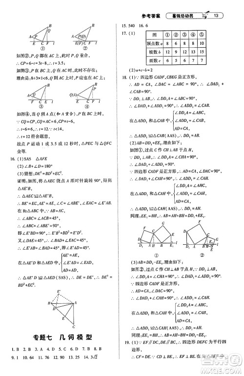 宁夏人民教育出版社2024年经纶学典暑假总动员八年级数学江苏国际版答案
