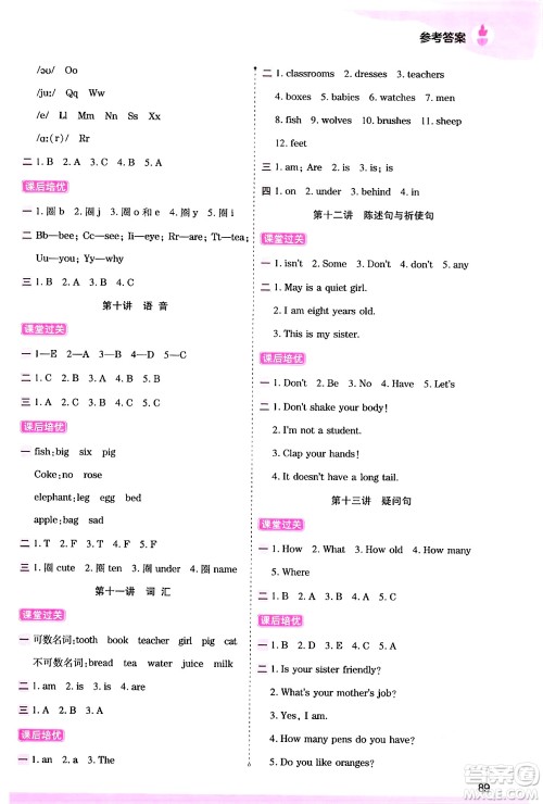 大连出版社2024年小橙同学暑假衔接三年级英语通用版答案 大连出版社2024年小橙同学暑假衔接三年级英语通用版答案