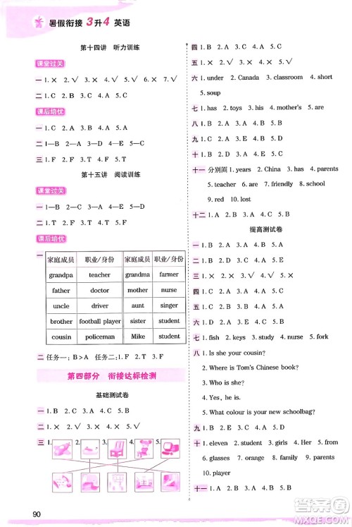 大连出版社2024年小橙同学暑假衔接三年级英语通用版答案 大连出版社2024年小橙同学暑假衔接三年级英语通用版答案