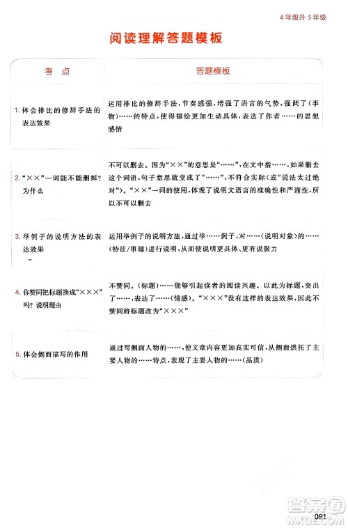 湖南教育出版社2024年一本暑假阅读小学语文四升五年级语文人教版重庆专版答案 湖南教育出版社2024年一本暑假阅读小学语文四升五年级语文人教版重庆专版答案