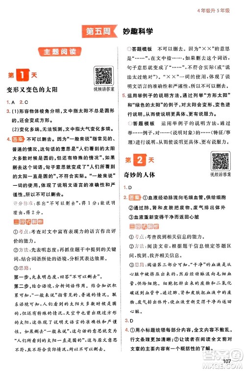 湖南教育出版社2024年一本暑假阅读小学语文四升五年级语文人教版重庆专版答案 湖南教育出版社2024年一本暑假阅读小学语文四升五年级语文人教版重庆专版答案