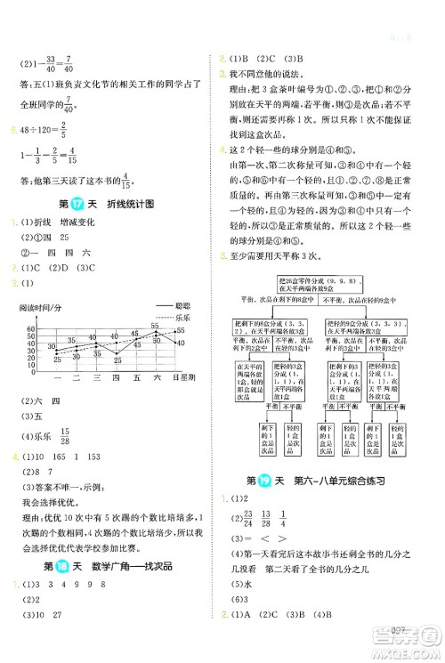 湖南教育出版社2024年一本暑假衔接5升6年级数学人教版福建专版答案