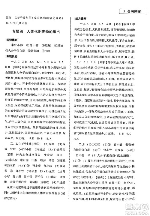 大象出版社2024年生物学暑假作业本七年级生物北师大版答案