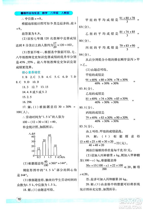 陕西师范大学出版总社有限公司2024年暑假作业与生活八年级数学人教版答案 陕西师范大学出版总社有限公司2024年暑假作业与生活八年级数学人教版答案