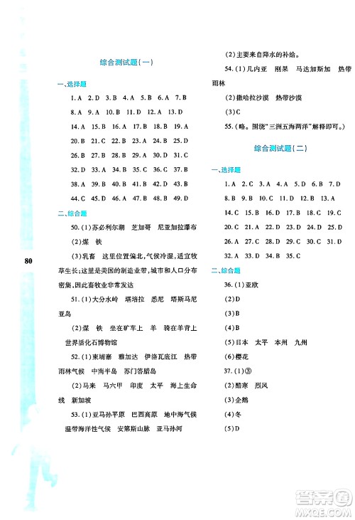 陕西人民教育出版社2024年暑假作业与生活七年级地理M版答案 陕西人民教育出版社2024年暑假作业与生活七年级地理M版答案