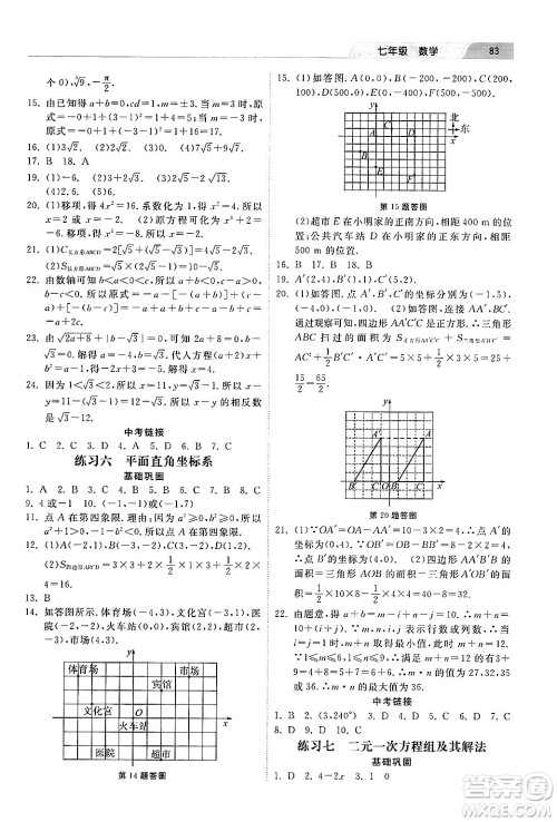 河北美术出版社2024年暑假生活七年级数学通用版答案