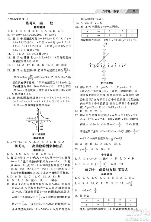 河北美术出版社2024年暑假生活八年级数学通用版答案