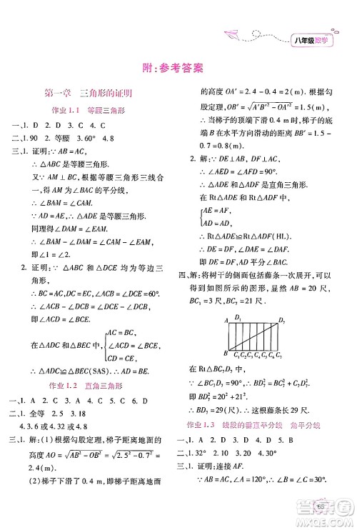 北京教育出版社2024年新课标暑假乐园八年级数学课标版答案 北京教育出版社2024年新课标暑假乐园八年级数学课标版答案