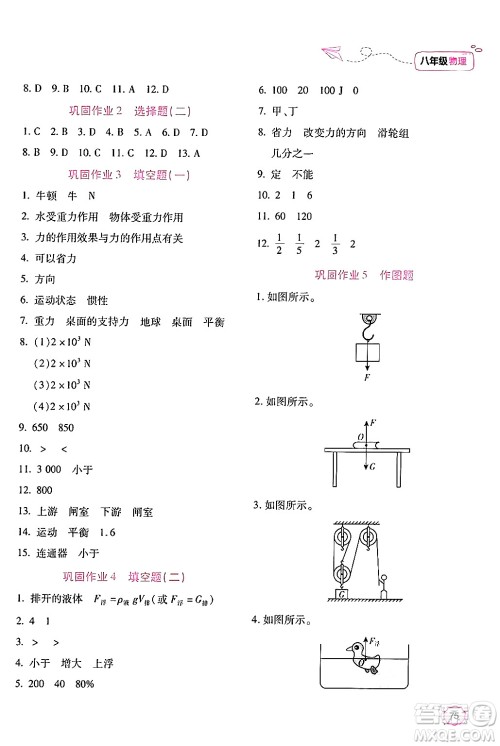 北京教育出版社2024年新课标暑假乐园八年级物理课标版答案