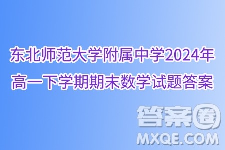 东北师范大学附属中学2024年高一下学期期末数学试题答案