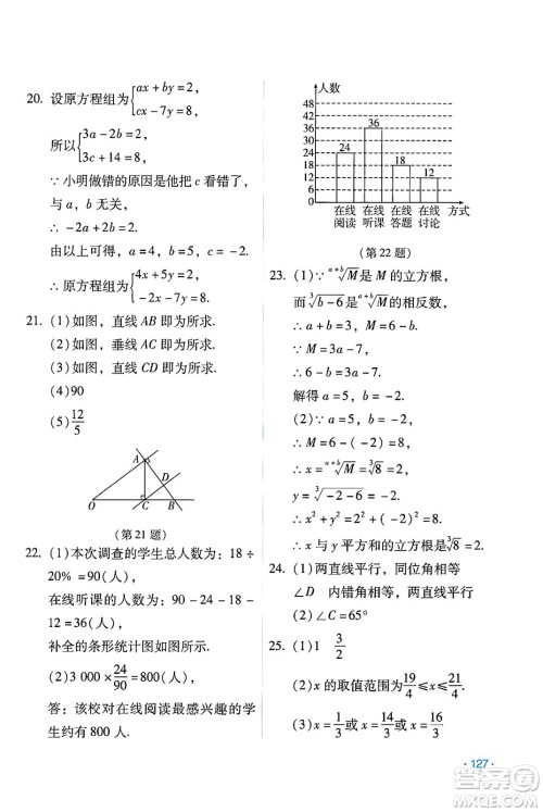 吉林出版集团股份有限公司2024年假日数学暑假七年级数学人教版答案