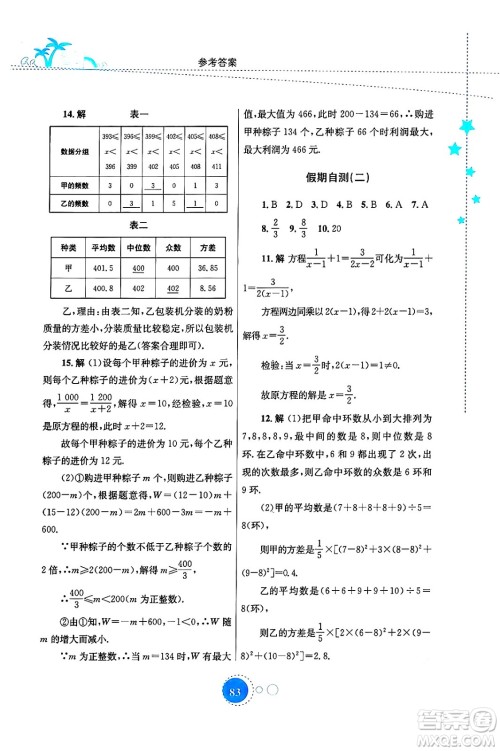 知识出版社2024年志鸿优化系列丛书暑假作业八年级数学华师版答案 知识出版社2024年志鸿优化系列丛书暑假作业八年级数学华师版答案