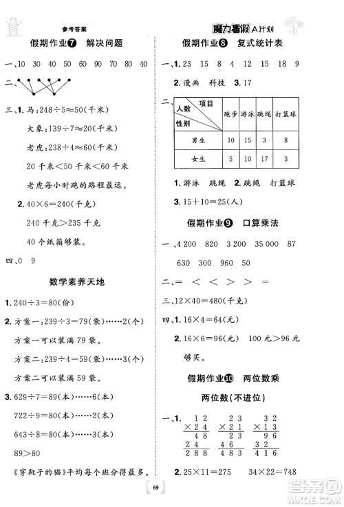 江西美术出版社2024年学海风暴丛书魔力暑假A计划三年级数学人教版答案 江西美术出版社2024年学海风暴丛书魔力暑假A计划三年级数学人教版答案