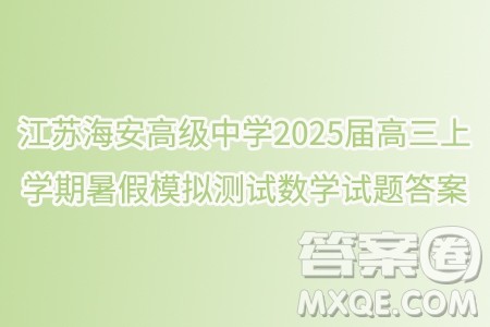 江苏海安高级中学2025届高三上学期暑假模拟测试数学试题答案