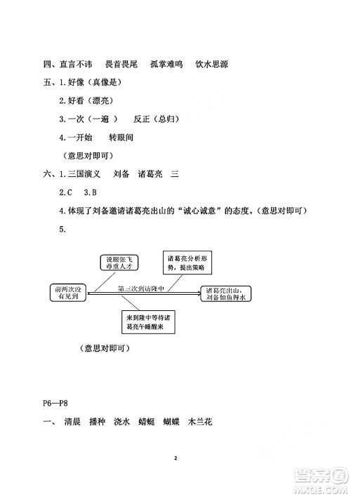 安徽少年儿童出版社2024年暑假作业五年级语文人教版答案