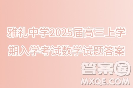 湖南长沙雅礼中学2025届高三上学期入学考试数学试题答案